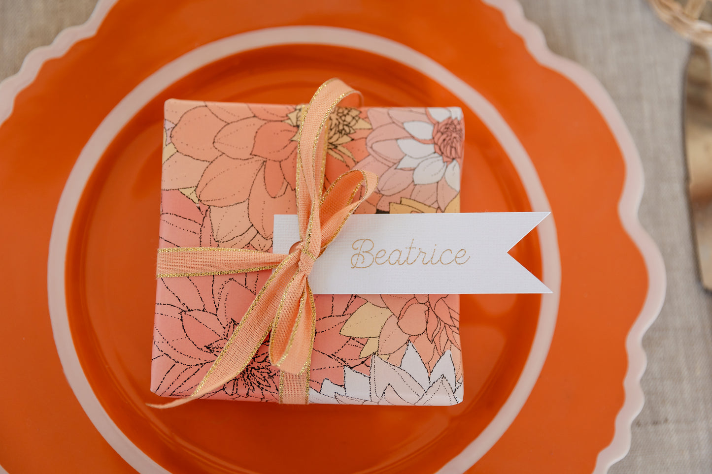 Dahlias in Pink Wrapping Paper and Tags