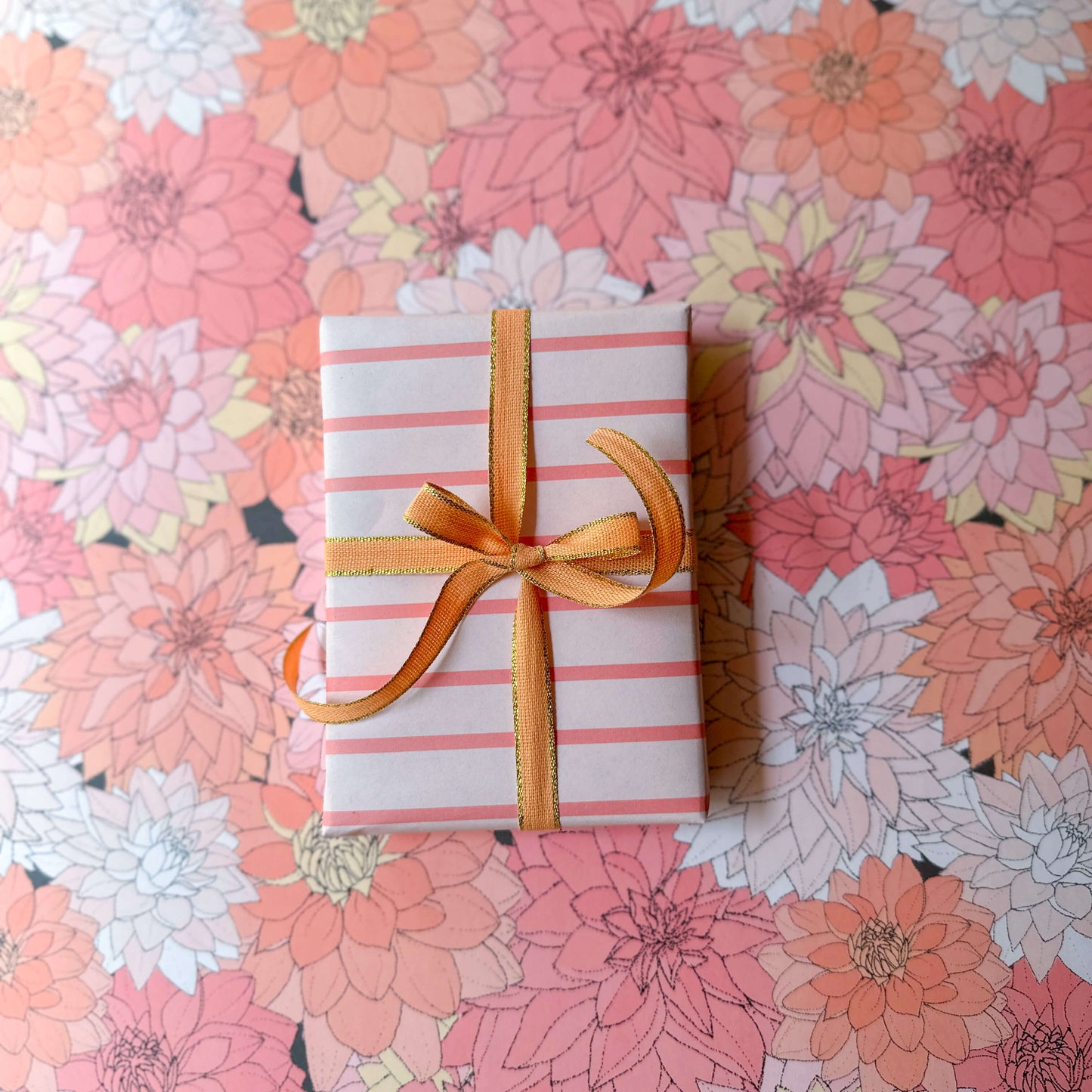 Dahlias in Pink Wrapping Paper and Tags