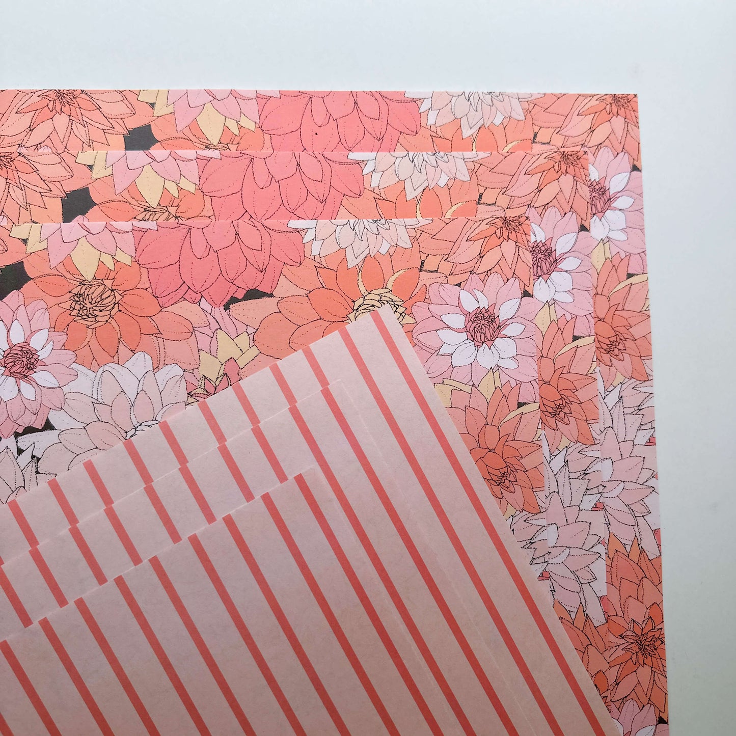 Dahlias in Pink Wrapping Paper and Tags