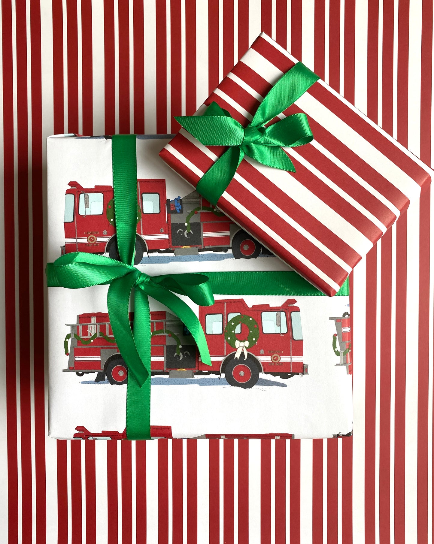 Christmas Fire Truck Wrapping Paper