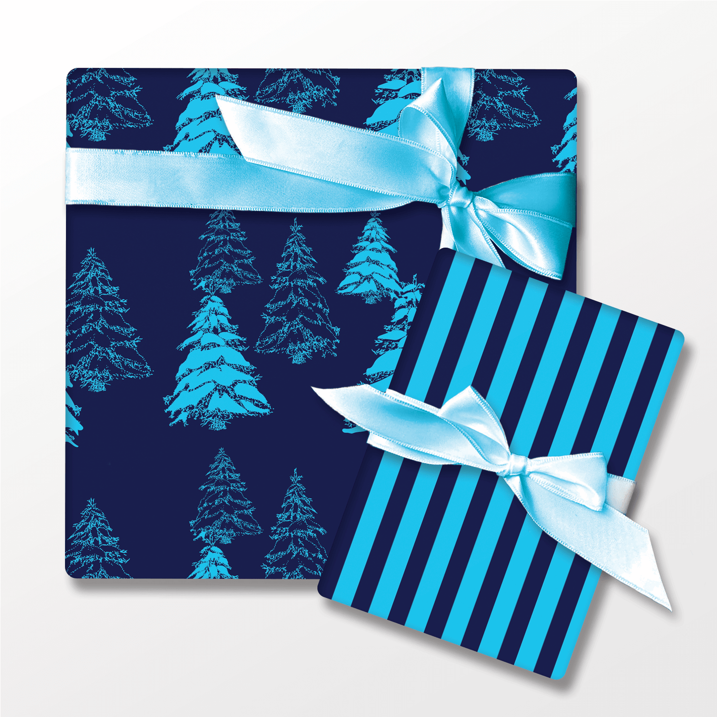 Bright Christmas Trees in Blue – Double-Sided Holiday Wrapping Paper
