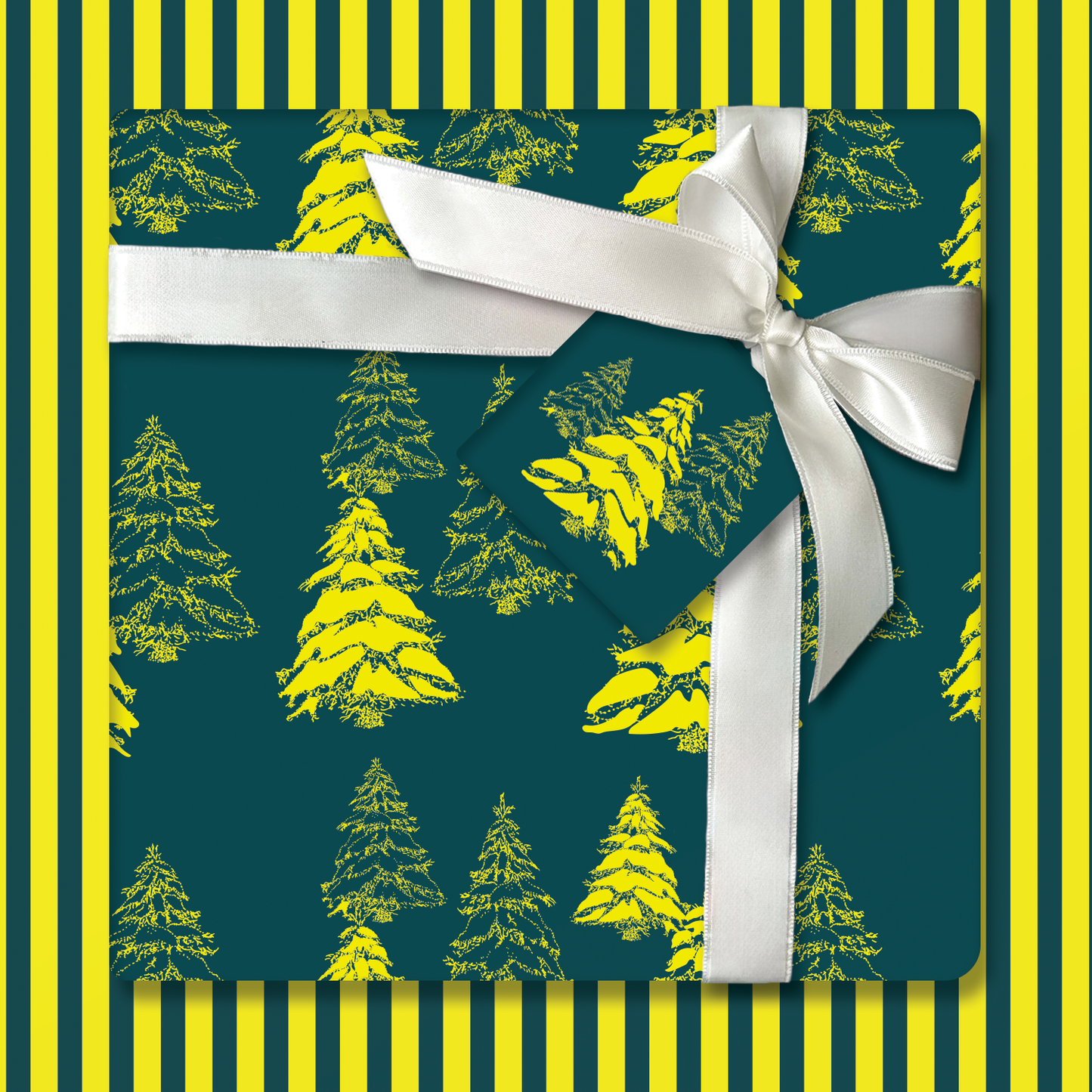 Bright Christmas Trees in Green – Double-Sided Holiday Wrapping Paper
