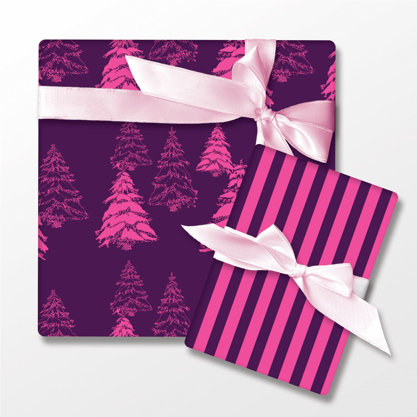 Bright Christmas Trees in Pink – Double-Sided Holiday Wrapping Paper