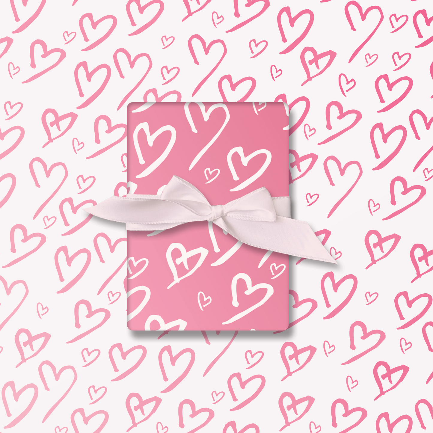 Pink Hearts Wrapping Paper and Tags