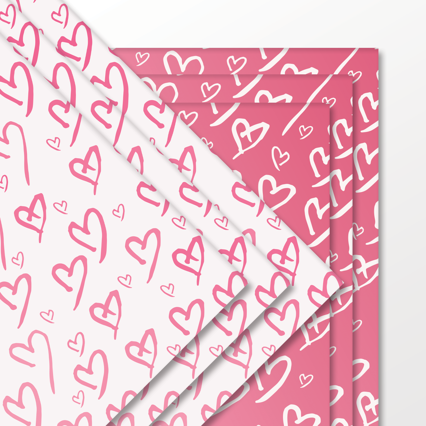 Pink Hearts Wrapping Paper and Tags