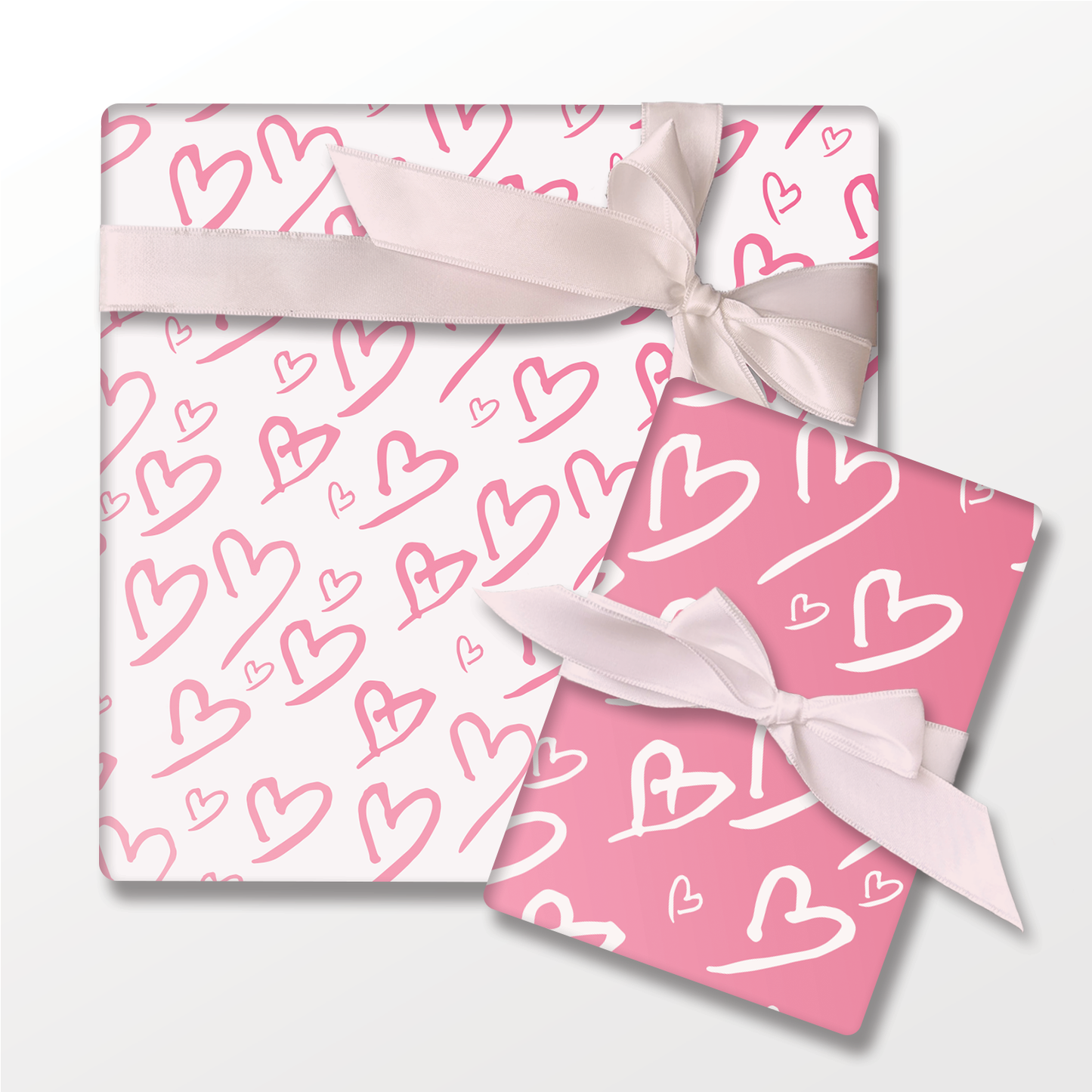 Pink Hearts Wrapping Paper and Tags