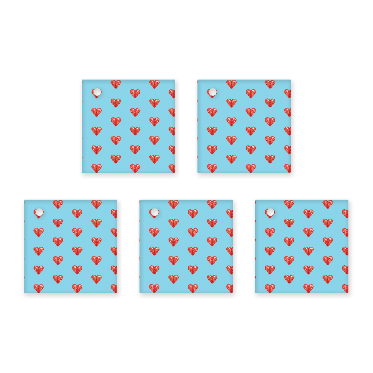 Blue with Red Hearts Wrapping Paper and Tags