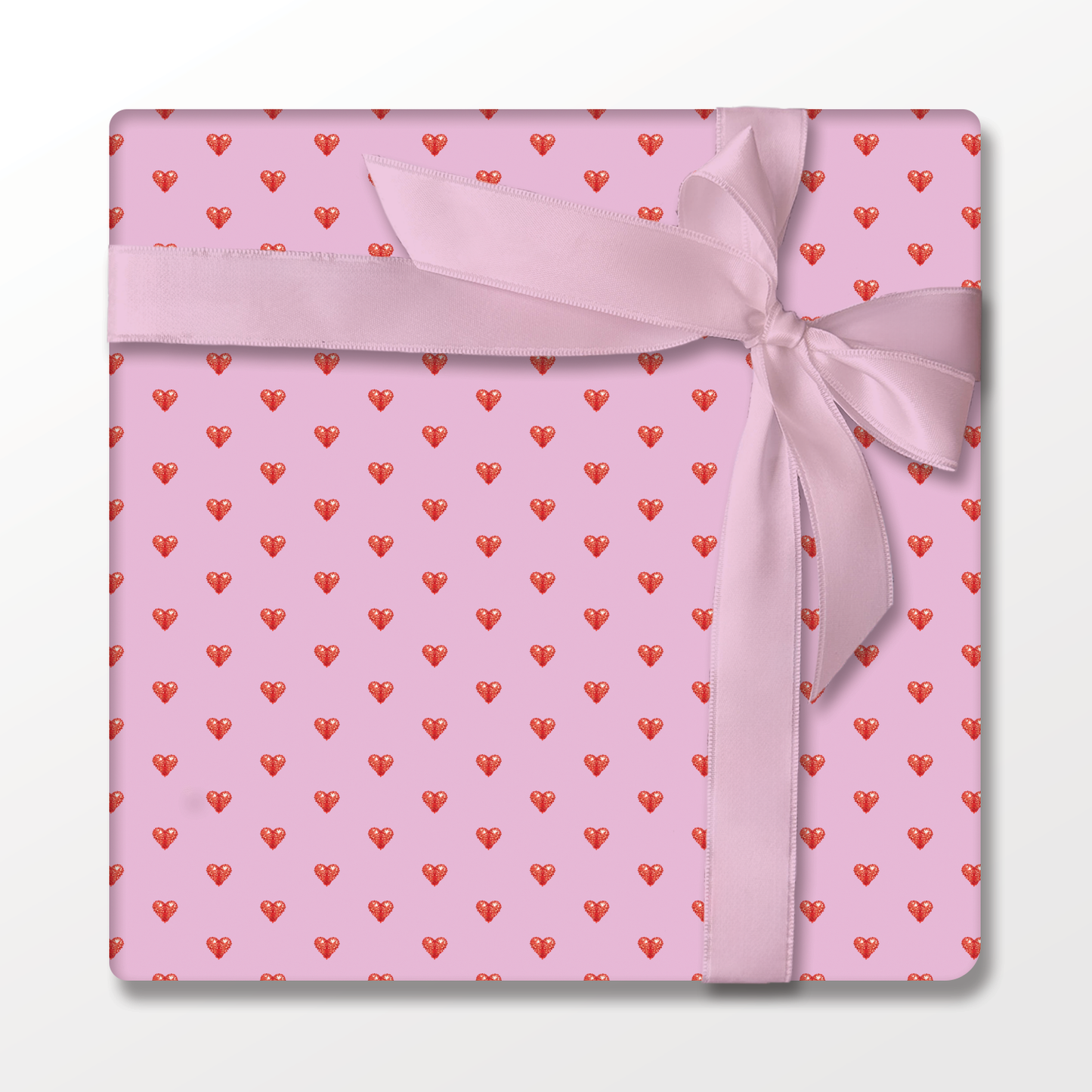 Lavender with Red Hearts Wrapping Paper and Tags