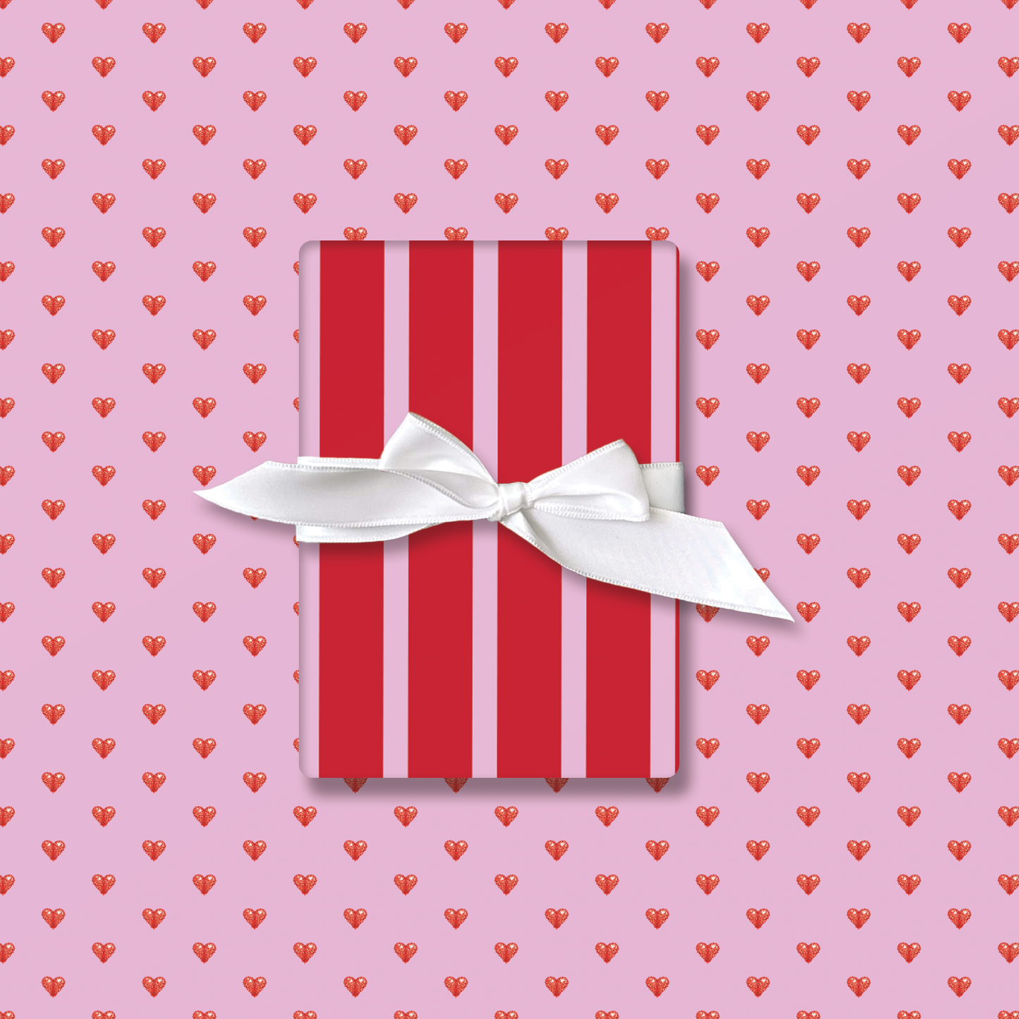 Lavender with Red Hearts Wrapping Paper and Tags