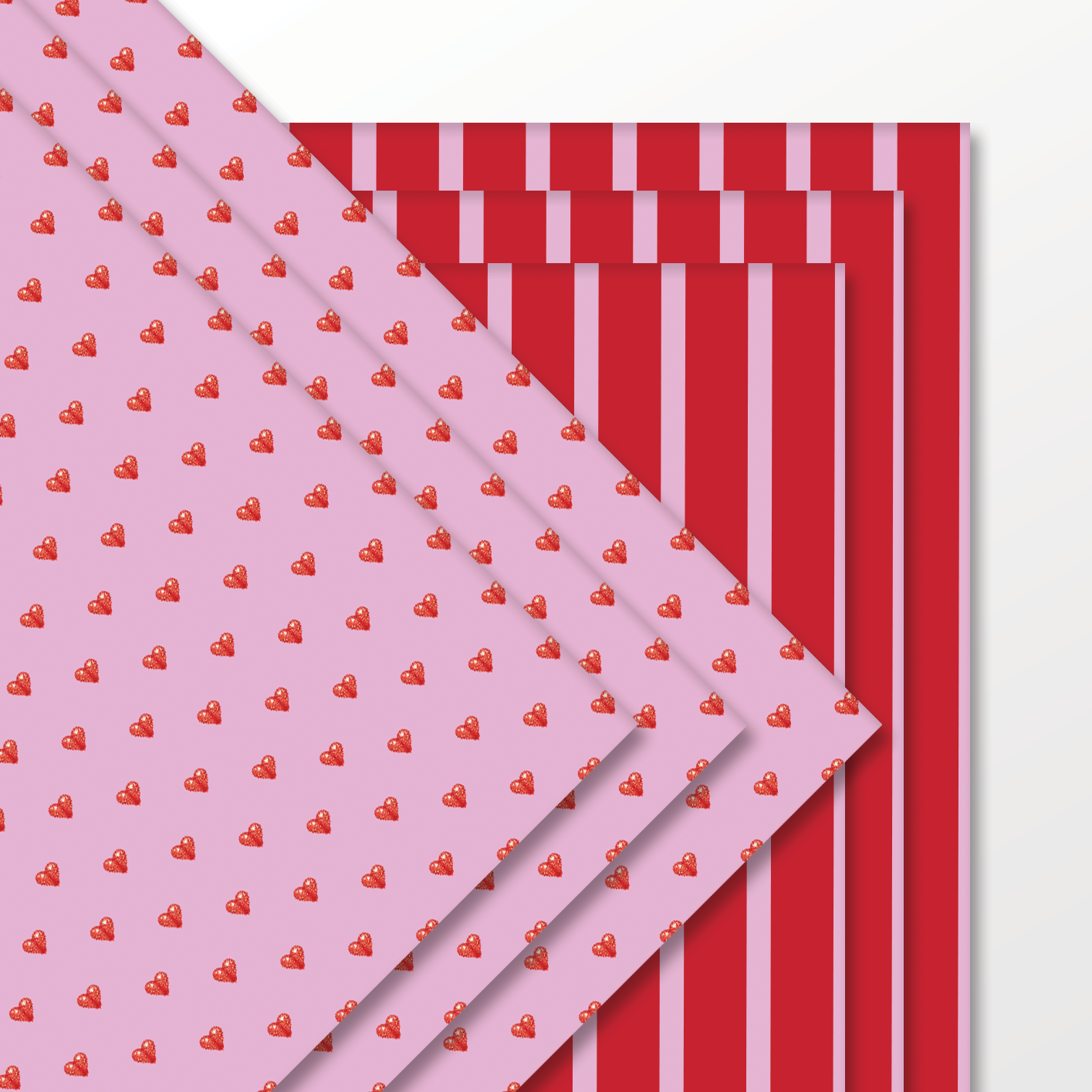 Lavender with Red Hearts Wrapping Paper and Tags