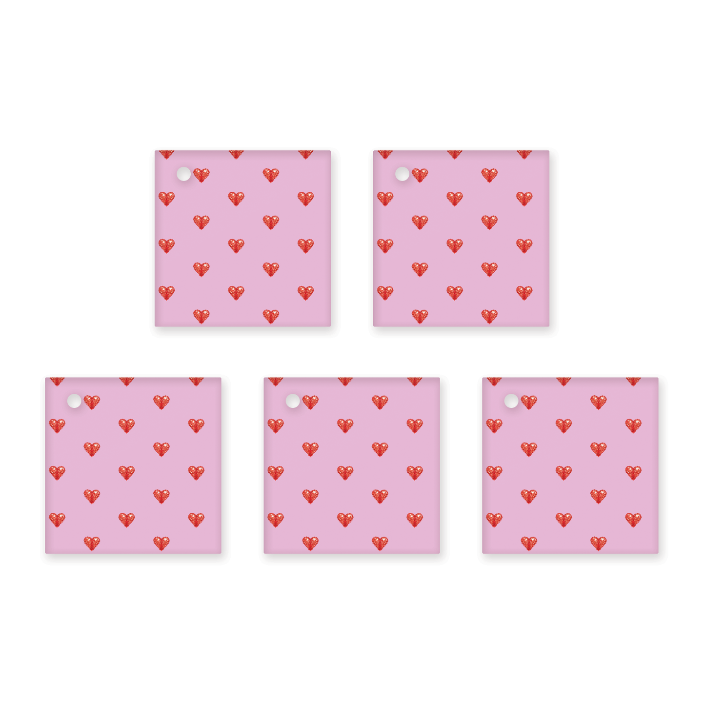 Lavender with Red Hearts Wrapping Paper and Tags