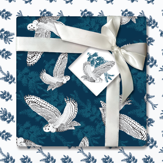 Snowy Owl Wrapping Paper and Tags