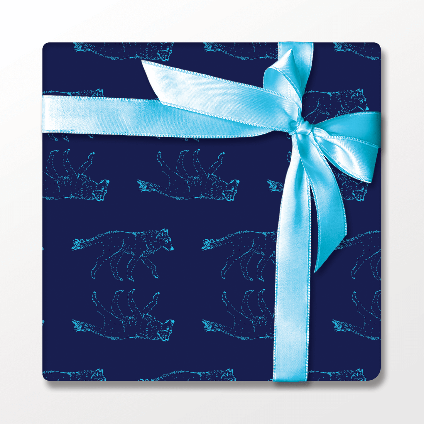 Solstice Wolf in Blue – Double-Sided Holiday Wrapping Paper