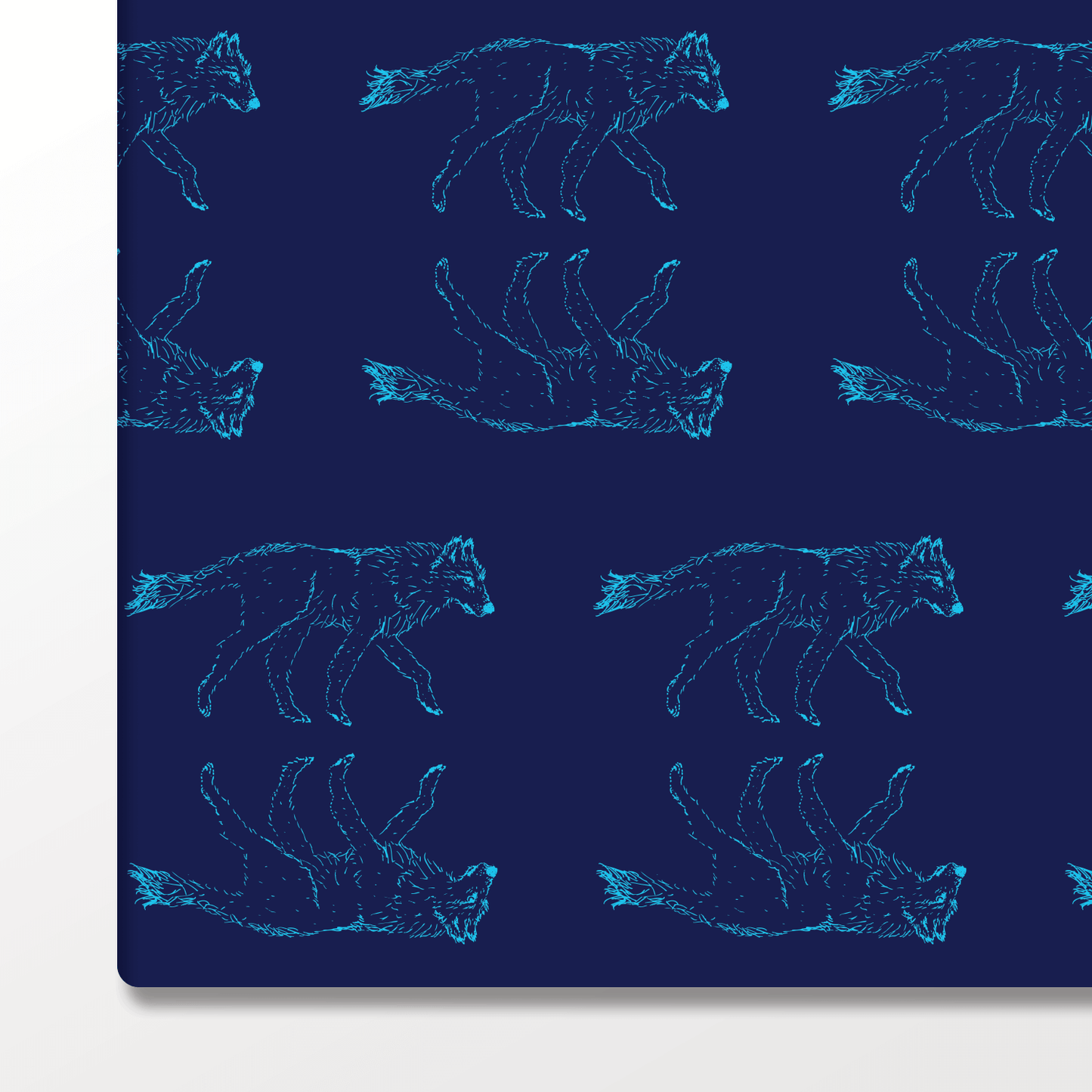 Solstice Wolf in Blue – Double-Sided Holiday Wrapping Paper