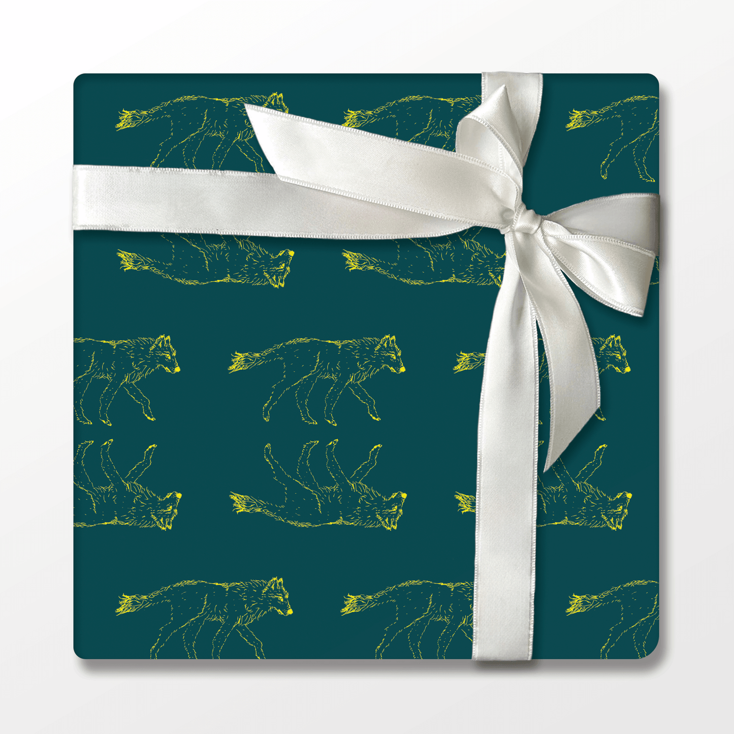 Solstice Wolf in Green – Double-Sided Holiday Wrapping Paper