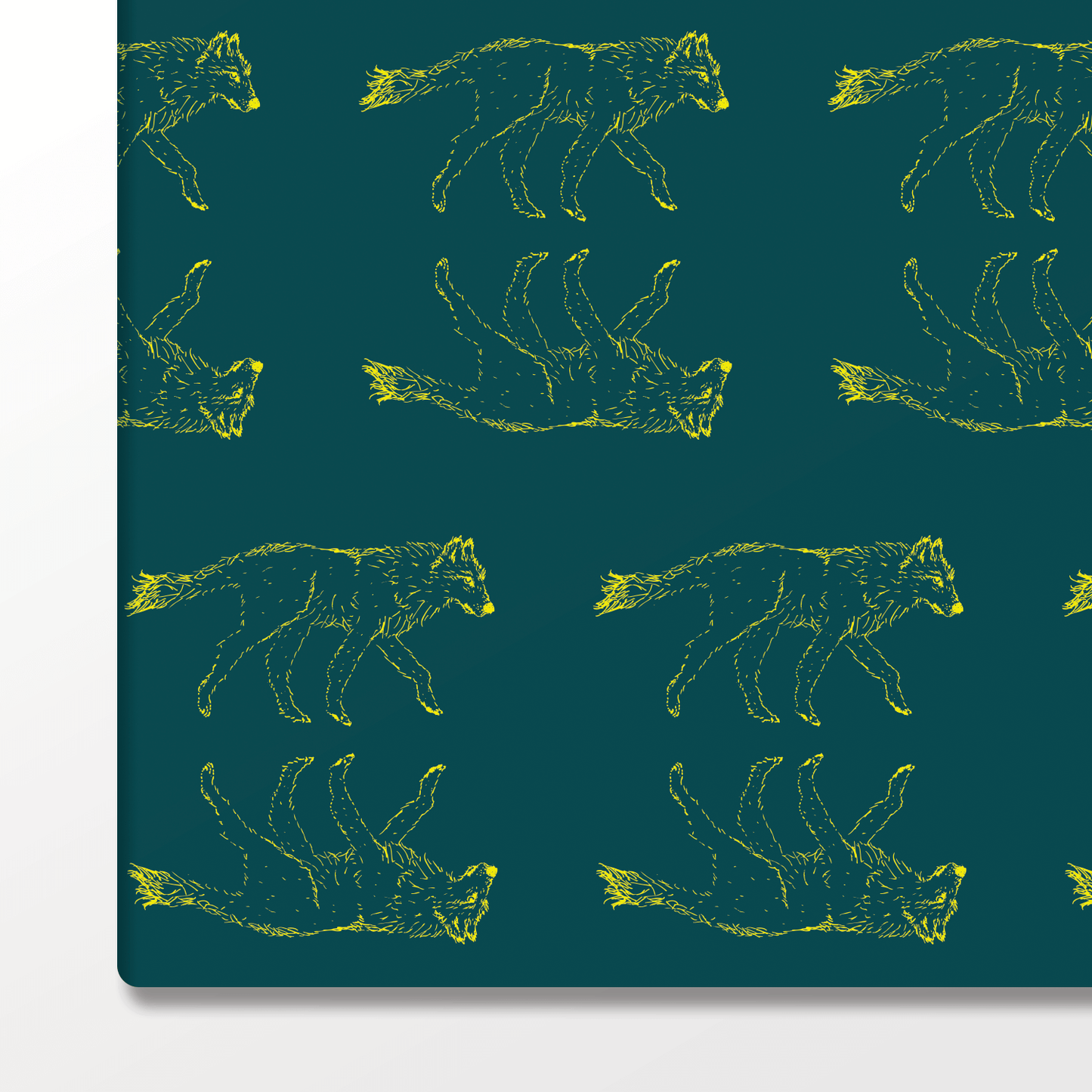 Solstice Wolf in Green – Double-Sided Holiday Wrapping Paper