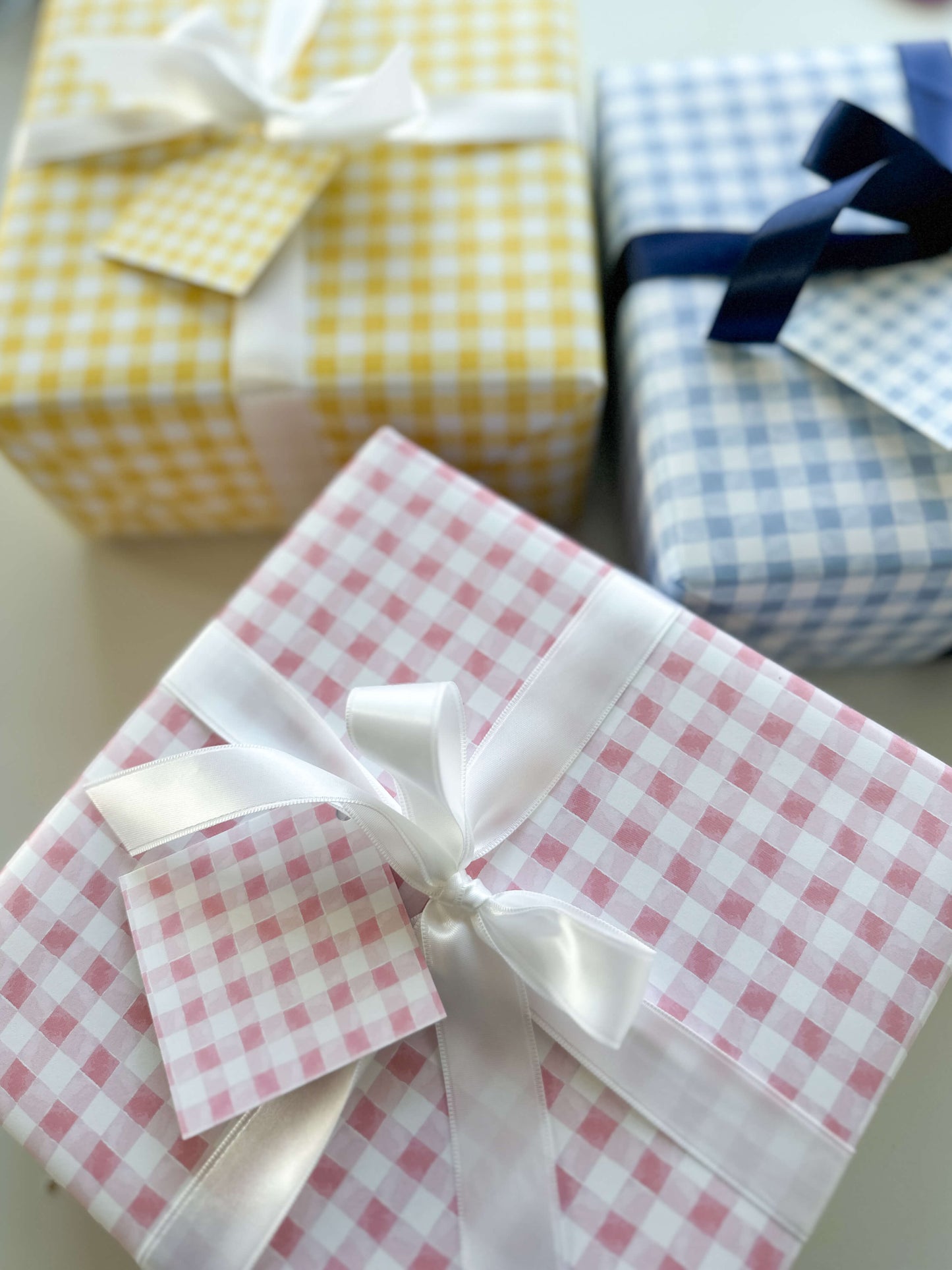 Yellow Watercolor Gingham Wrapping Paper