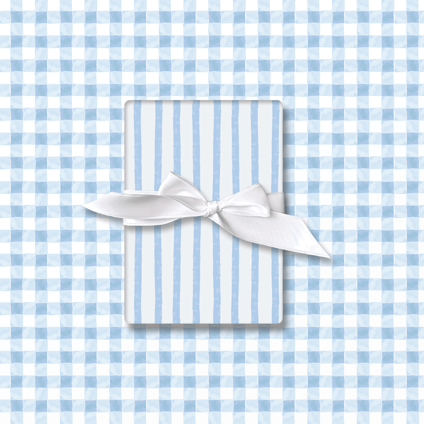 Blue Watercolor Gingham Wrapping Paper