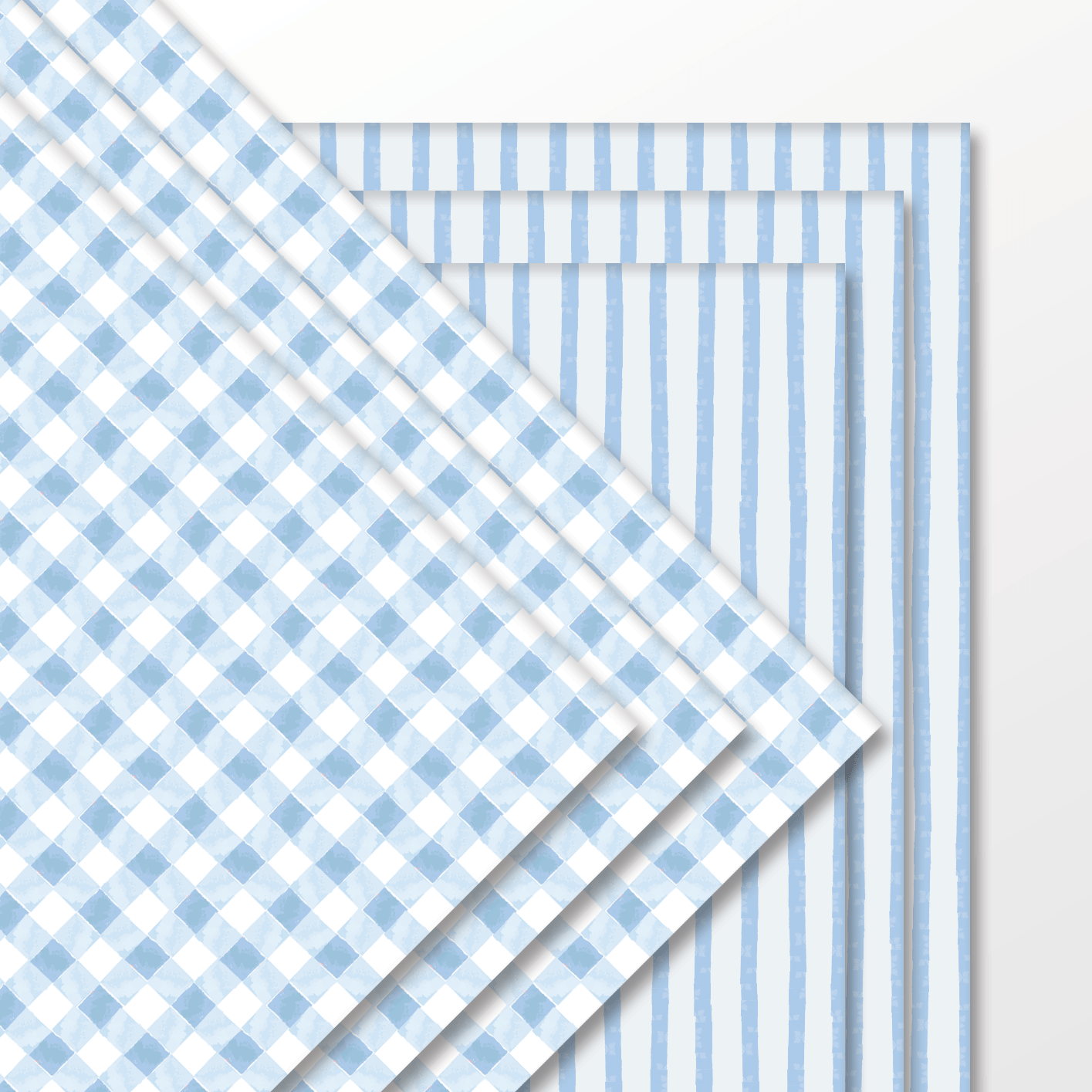 Blue Watercolor Gingham Wrapping Paper