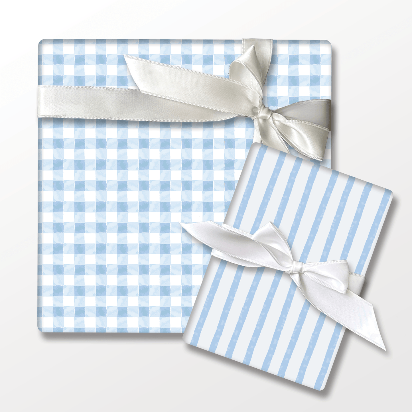 Blue Watercolor Gingham Wrapping Paper