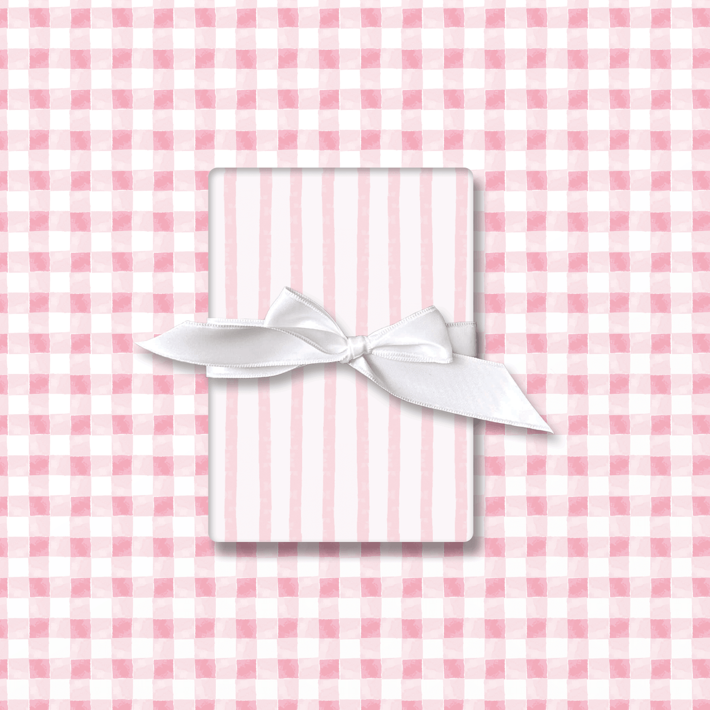 Pink Watercolor Gingham Wrapping Paper