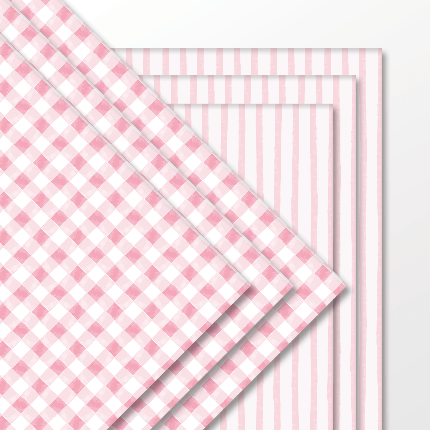 Pink Watercolor Gingham Wrapping Paper