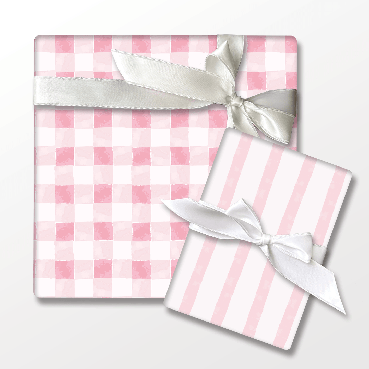 Pink Watercolor Gingham Wrapping Paper