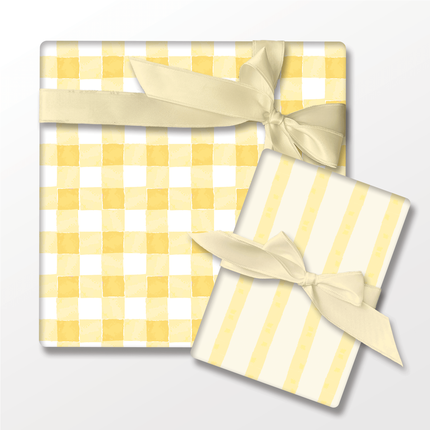 Yellow Watercolor Gingham Wrapping Paper