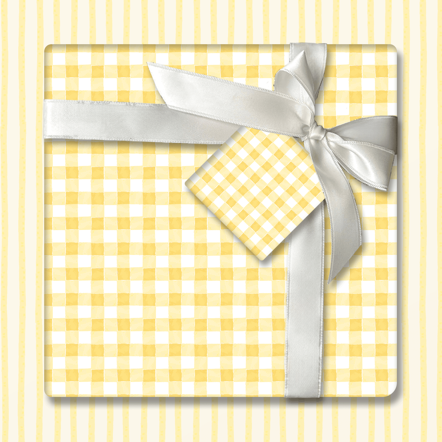 Yellow Watercolor Gingham Wrapping Paper